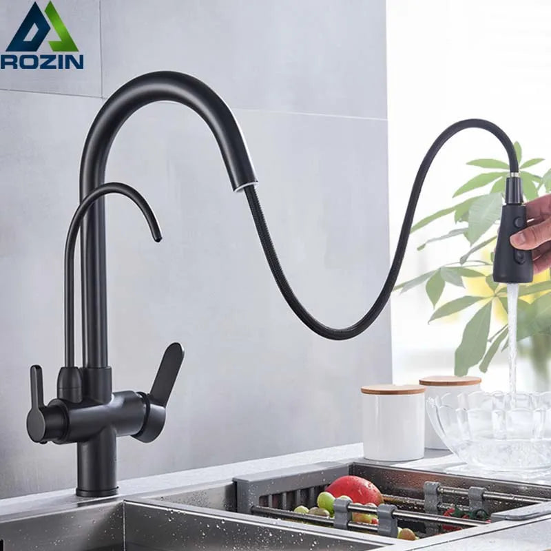 Elegant Black 360° Pull-Out Kitchen Faucet™