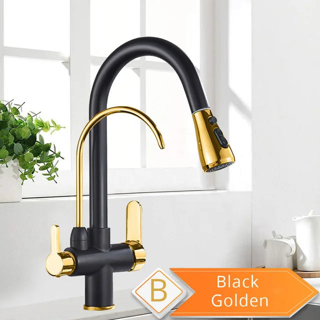 Elegant Black 360° Pull-Out Kitchen Faucet™