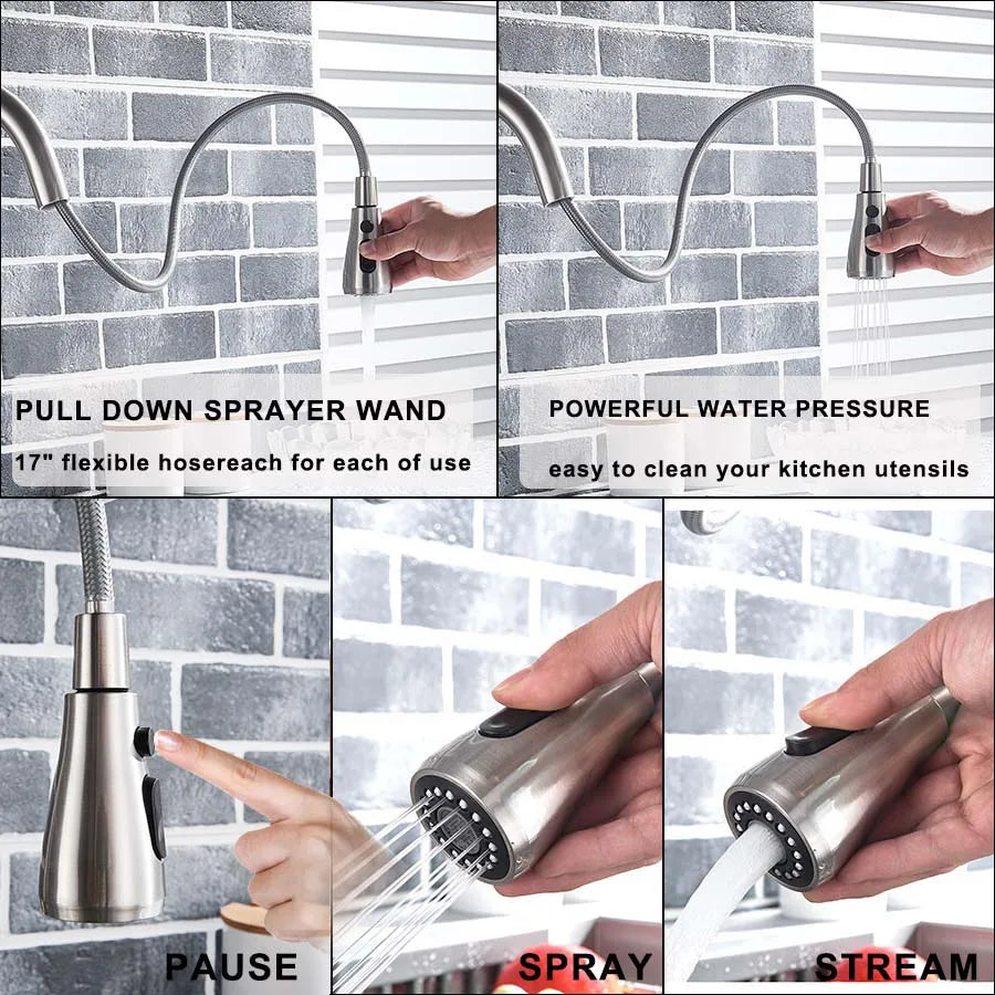 Elegant Black 360° Pull-Out Kitchen Faucet™