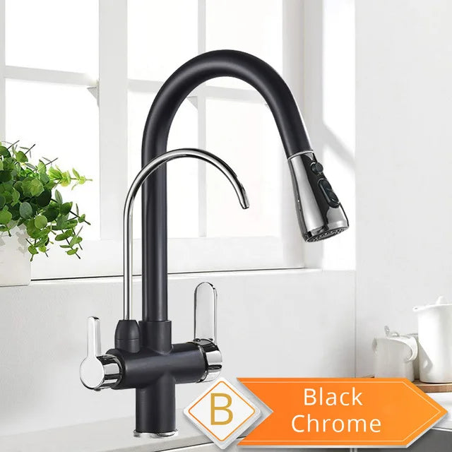 Elegant Black 360° Pull-Out Kitchen Faucet™