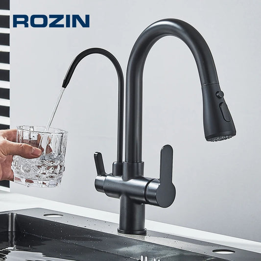Elegant Black 360° Pull-Out Kitchen Faucet™